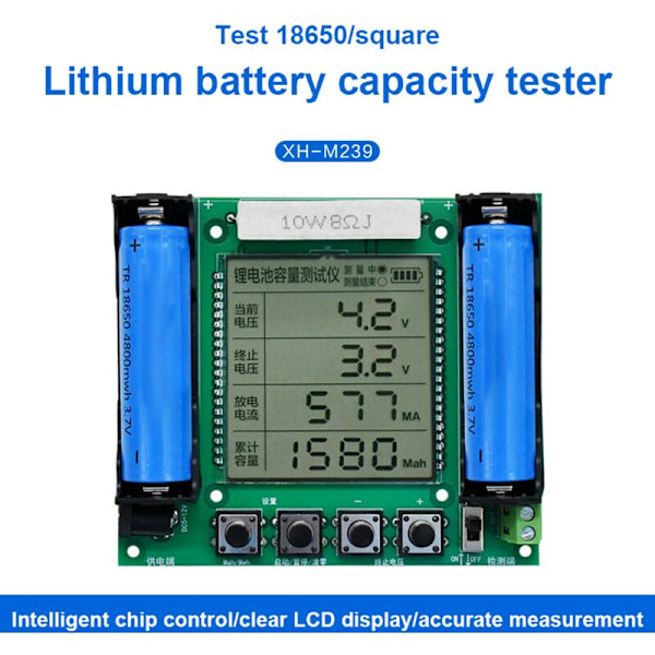 XH-M239 18650 Litiumbatteri Kapacitetstestare Modul med LCD-Skärm Hög Precision MaH/MwH Mätverktyg