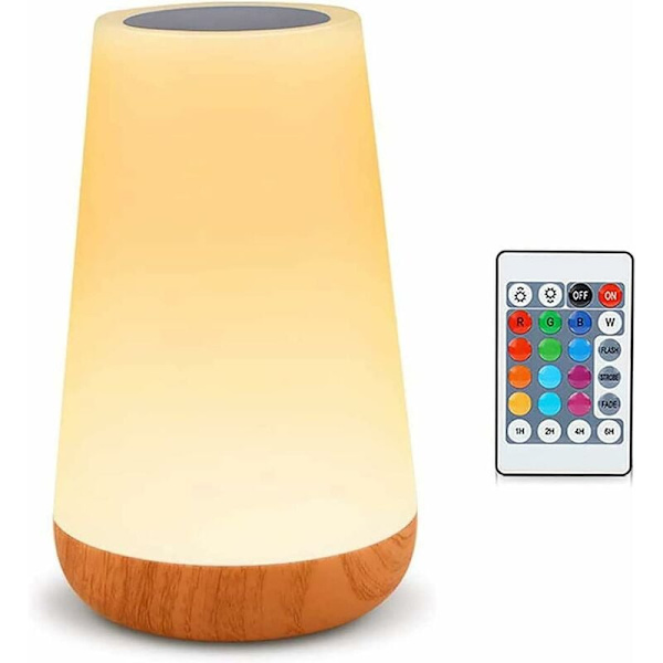 LED nattlys, sengelampe, fargerik berøringsnattlampe, fjernkontroll, oppladbar med justerbar lysstyrke, for soverom, barnerom og