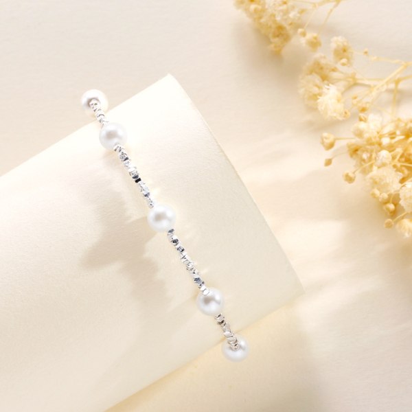 Knust sølvperlearmbånd S999 sterling sølv perlearmbånd kvinders perlesmykker alsidige perlearmbåndssmykker