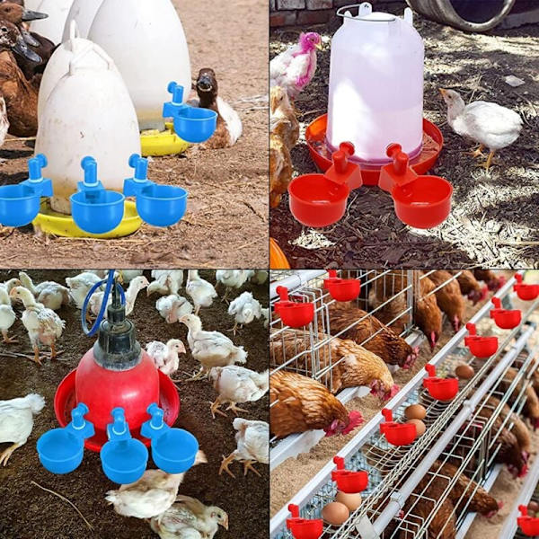 4 stk., Kyllingevandere, Automatiske Kyllingevandere, Automatiske Fjerkrævandsere, Blå Plastikvandere, Fjerkrædrikkemateriale, Velegnet til Kyllinger,