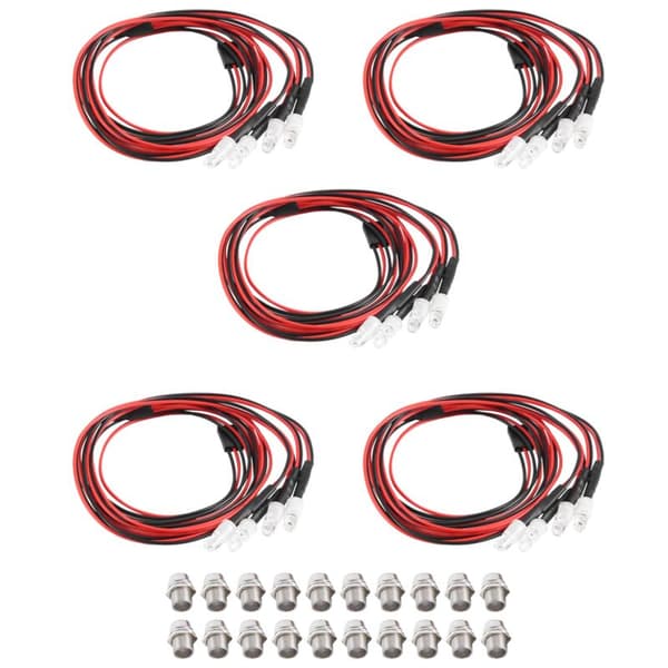 5 stk. 4LED 5mm forlygter RC tilbehør LED-lys til 1/10 driftmodelbil, blå og grøn