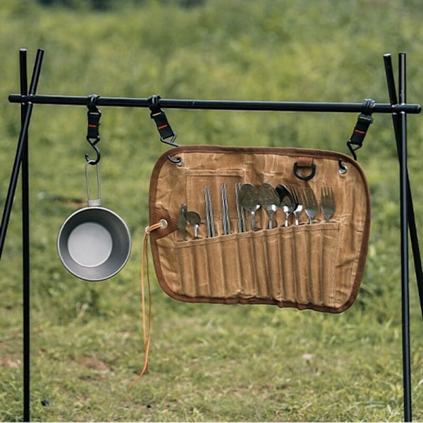 Utendørs serviseoppbevaringspose Camping Canvas Serviseoppbevaringspose Bærbar oppbevaringspose