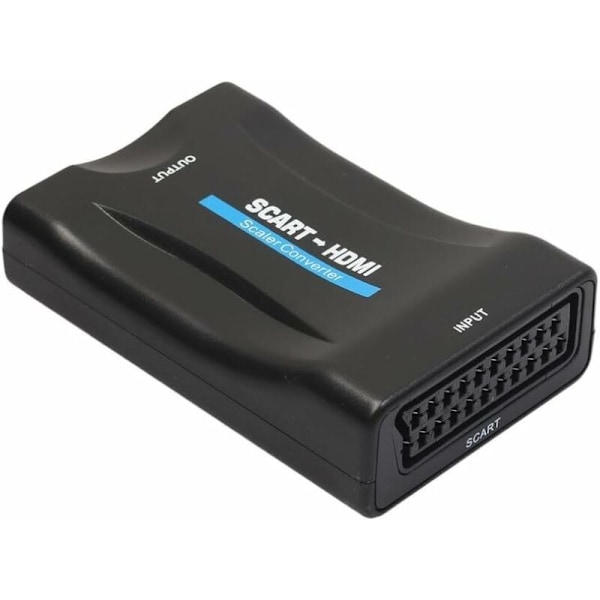 Scart til HDMI-adapter, 1080p HD Scart til HDMI-konverter Kompatibel med NTSC PAL for Sky HD Blu Ray PS3 TV VCR VHS, etc.