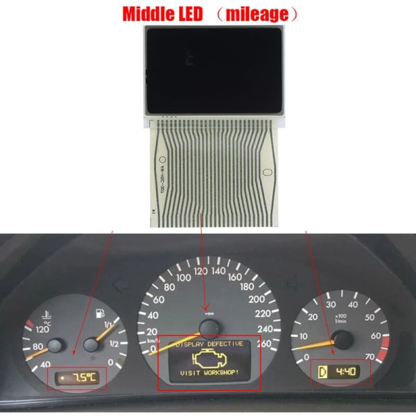 LCD-skärm för instrumentpanel i bil, reparation av pixelmätare, mittre mittskärm för W202 W208 R170