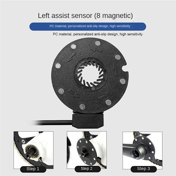 Elektrisk magnetisk sensor 36/48V Pedal Assist Sensor Magneter F-8C Dual-Action Sensorer PAS System Elektriska delar