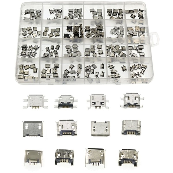 240PCS 24 modeller USB-kontakt Jack Socket Conector Boxed