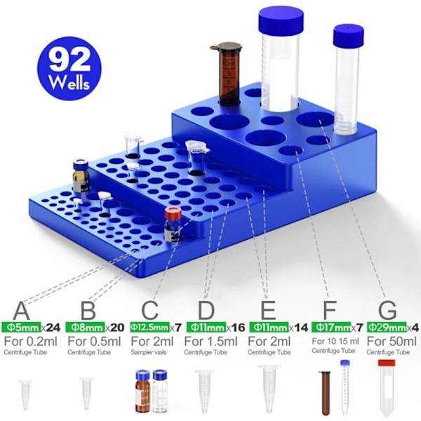 Multifunksjonell Sentrifugerørsholder 0,2/0,5/1,5/2/5/10/15/50 ml Lab-utstyr Testfaser