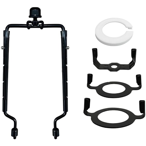 7 tommer lampeskærm harpeholder justerbar lampeharpe sæt E14, E26, E27 lysbaseadapter sort hornramme lampeskærmholder