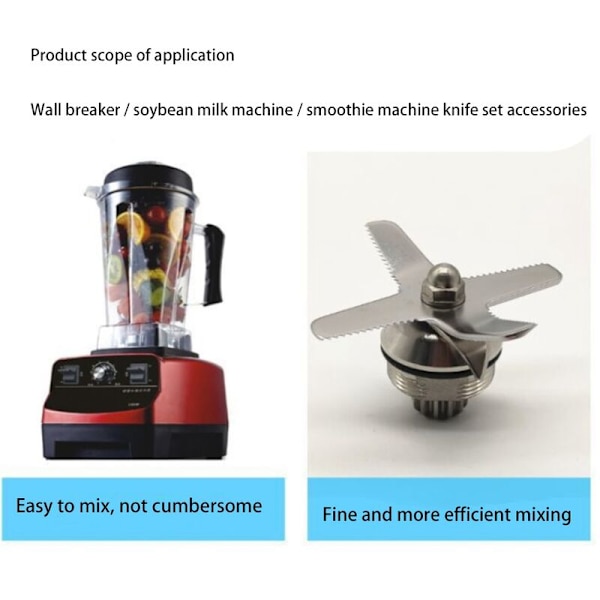 Blenderblad 4-bladet rustfrit stål våd kniv samling reservedele egnet til is