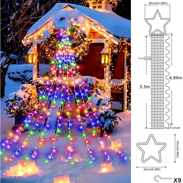 Julelysstjernelys Girlander 315 LED-er Belyste Juletre 8 Moduser IP44 for Utendørs Innendørs Bryllupsfest Juletre--