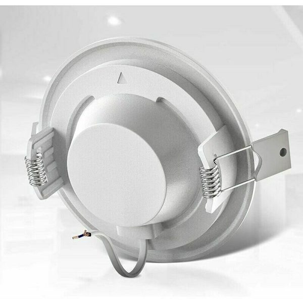 Set med 3 infällda spotlights, speciellt för badrum IP44, skyddad mot stänkvatten, ultraflat, Ø115mm, 6W LED-moduler, varmvit belysning