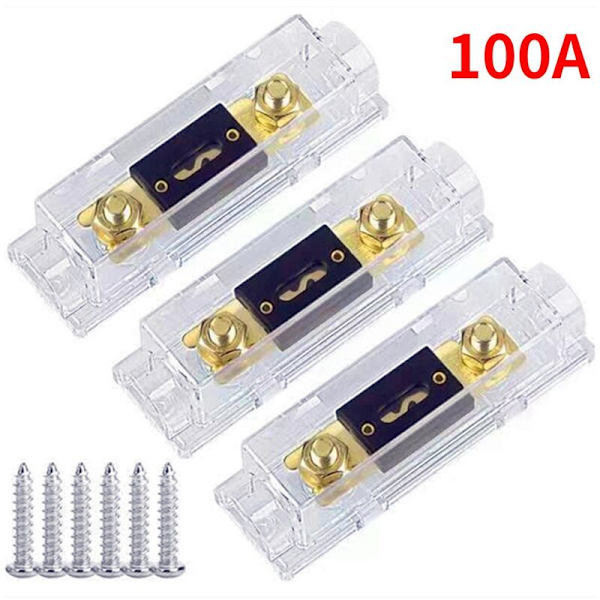 3 stk ANL sikringsholder Bolt-on sikring Bilsikringholder Sikringslenke med 100A sikring AMP sikringer