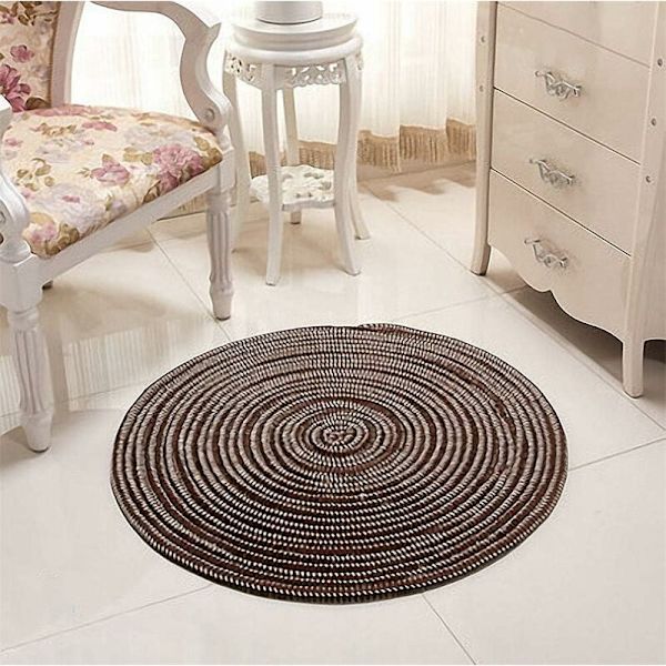 Håndvevd teppe - Rundt - for stue, soverom, bad, barnerom - Kaffe - 80 x 80 cm - Sunny