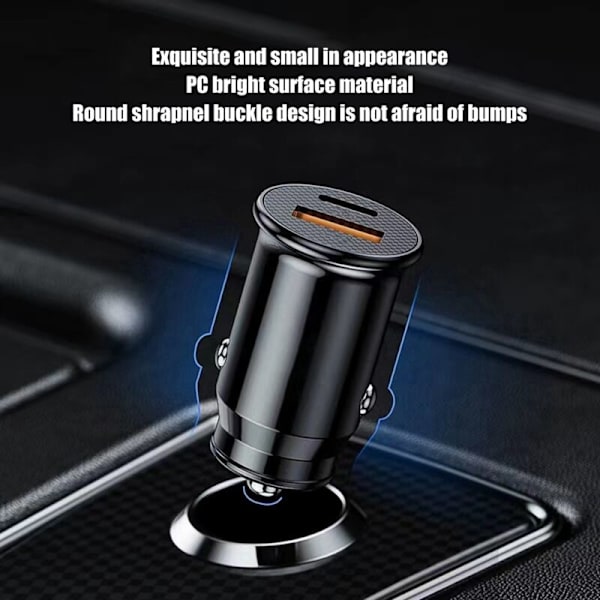 Mini USB-billaddare USB C-billaddare 4.0 45W 5A Typ PD-billaddare för telefon (Blank svart)