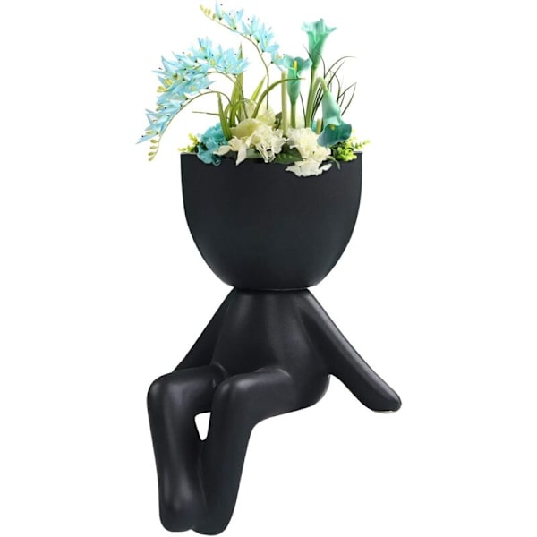 Utomhusvas i Resin Blomkruka Humanoid Torkad Blomma Trädgårdsdekoration Vintage Vas Ansiktsfigur Växtkruka Kontor Heminredning Present Kreativa Blommor