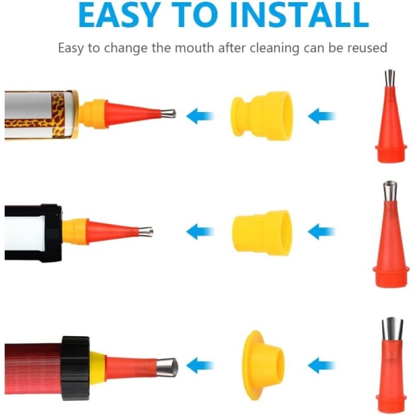 Fogpistolmunstycke i rostfritt stål, 19 st universella inbyggda gummimunstycksverktyg, fogpistolmunstycke fogverktyg för kök, badrum, AA
