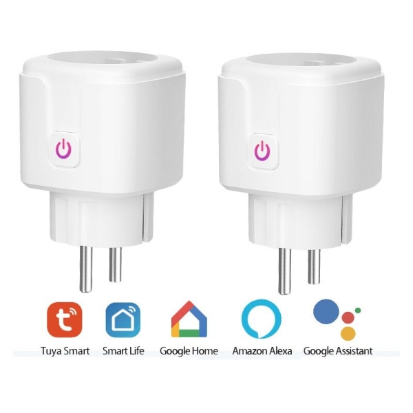 WiFi Connected Socket, 2 Smart Socketin pakkaus, joka on yhteensopiva Alexan, Google Homen ja Smart Lifen kanssa, ohjelmoitavat WiFi-pistokkeet kaukosäätimellä, ääni