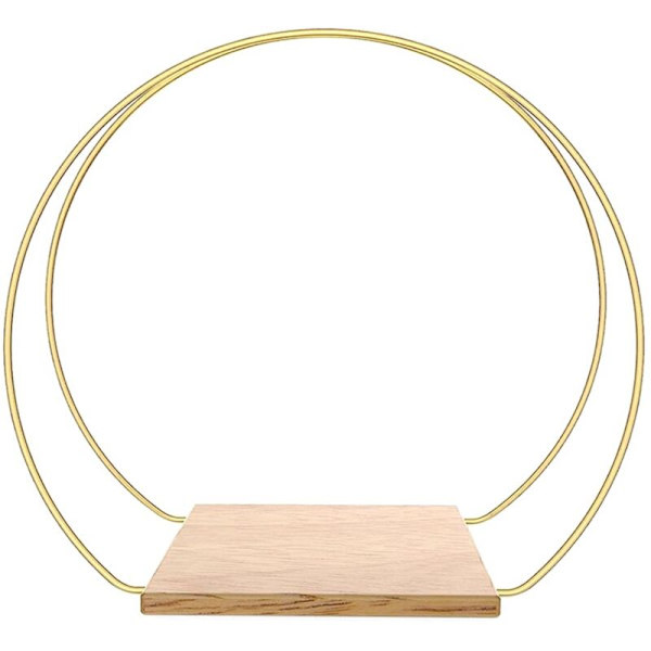 1 set metallisk blomsterbåge mittpunkt med stativ 12 tum guld blomster ring girlang ljus hängande mittpunkt