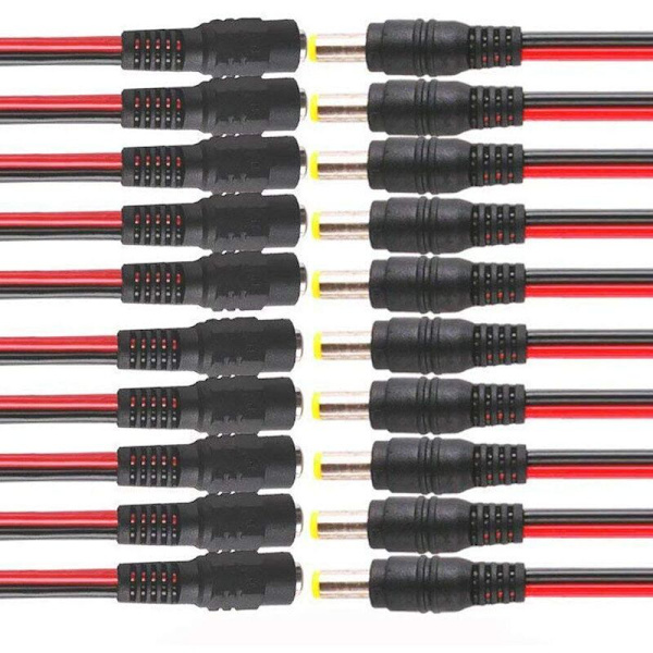 10 Par 12V DC Strøm 5,5x2,1mm Pigtail Han Hun, DC Strøm Pigtail, Kabel Stikledning til CCTV Sikkerhed