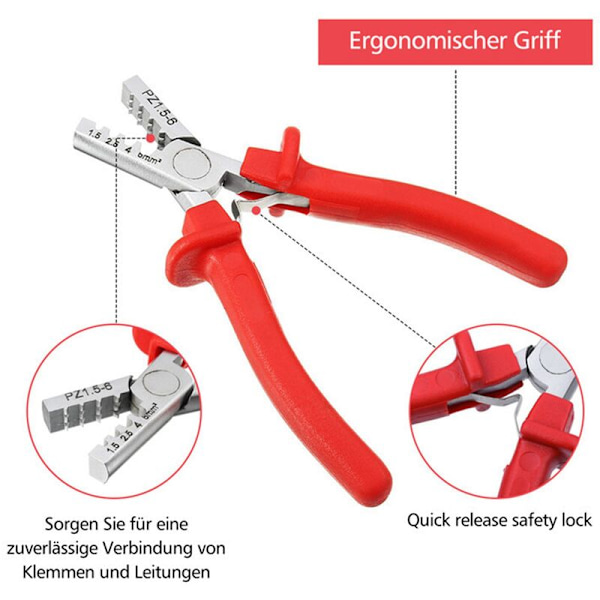 Krimpetang for isolerte, bare terminaler, multifunksjonell elektrikerkrimpetang, wiretang