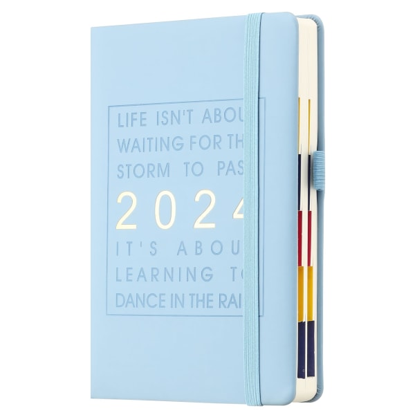 2024 A5 dagbok vecko- och månadsplanerare 316 sidor (ljusblå) light blue