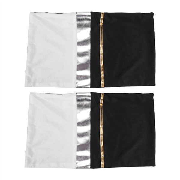 Svart Patchwork Sammet Ländryggskuddeöverdrag med Gyllene Rand Läderkudde för Sovrum Soffa Dekoration 2-pack