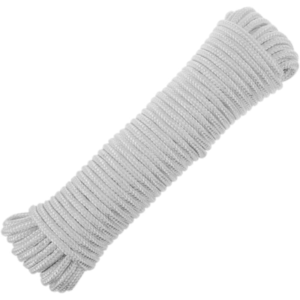 Flätat polyesterrep 20 m x 6 mm vitt