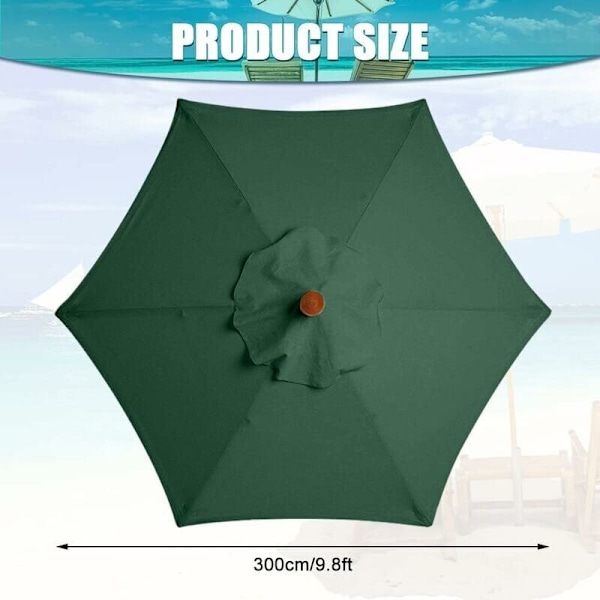 Parasol Afdækning 3 Meter 6 Arme Have Baldakin Udskiftning Parasol Afdækning Udskiftning Parasol Afdækning, Kun Baldakin (Grøn)