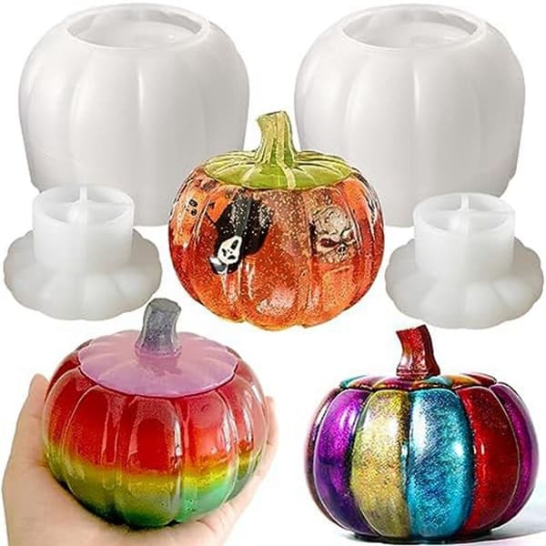 (2 stk.) Græskar Potteforme, Resin Potteforme, Silikone Græskarforme til Epoxy Resin Thanksgiving Gave