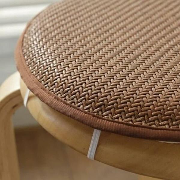 Rund avføring sete pute, tynn kul sete pute, rund bomullsstolpute med slips for hage spisestue kjøkken uteplass-B diameter 30cm(12inch)