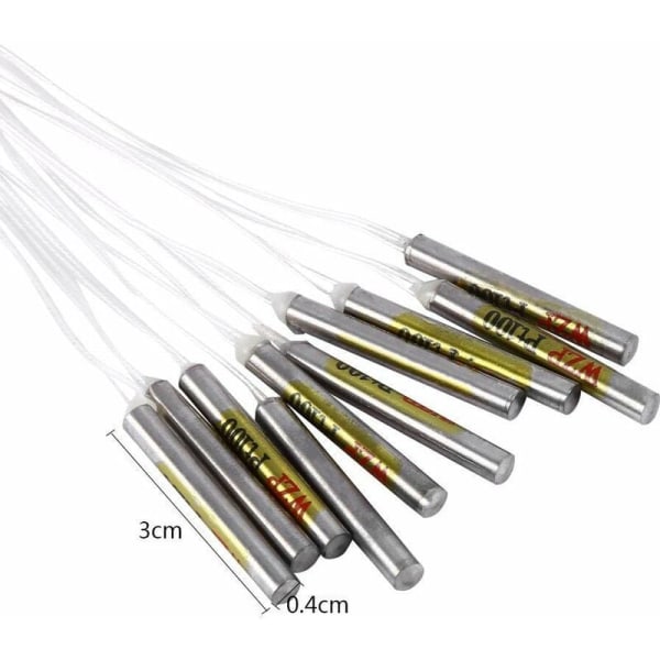 10 stk PT100 Vanntett Sensor Probe for Temperaturkontroll Digital Temperatur Sensor 4 x 30mm x 50cm
