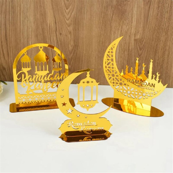 Ramadan Kareem Akryyli Koristeet Kulta Kuu Tähti Lyhty Eid Mubarak Koristeet C