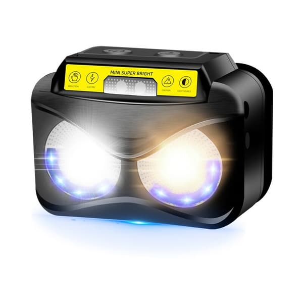 XPG+COB Gult Lys Multifunksjonell Hodelykt Sensor Hodelykt USB Lading Hodelykt Belysning