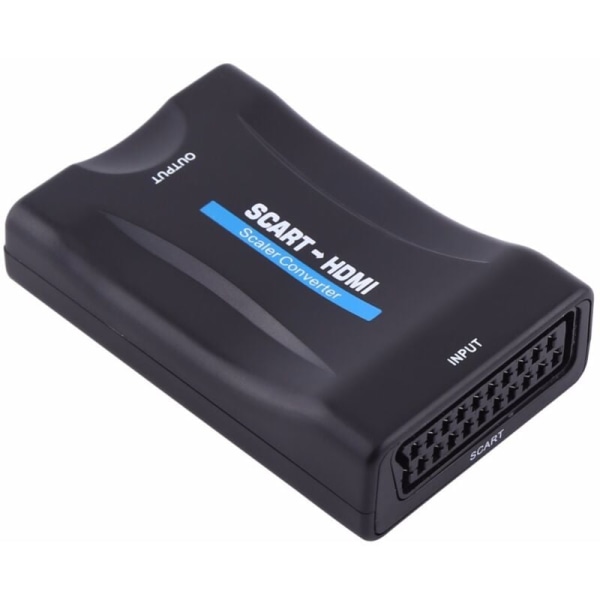 Scart til HDMI-adapter, 1080p HD Scart til HDMI-konverter kompatibel med NTSC PAL for Sky HD Blu Ray PS3 TV VCR VHS, etc.