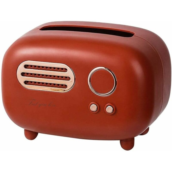 Retro rektangulär servettlåda, radiomodell, servettlåda, praktisk och modern, för kontor, kök, vardagsrum, röd