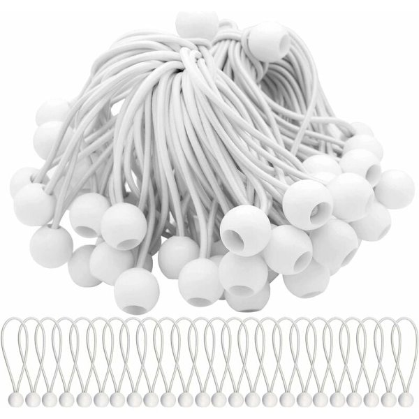 Paket med 50 elastiska spännband med kulor, elastiska spännband, elastiska kulor för partytält, tält, banderoller och presenningar