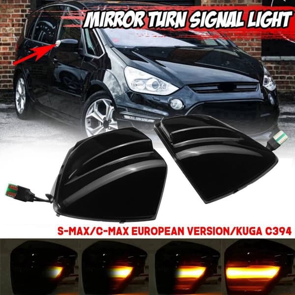 2 stk. dynamisk sidespejl LED-indikator blinklys til C394 2008-12 07-14 C-Max 11-19