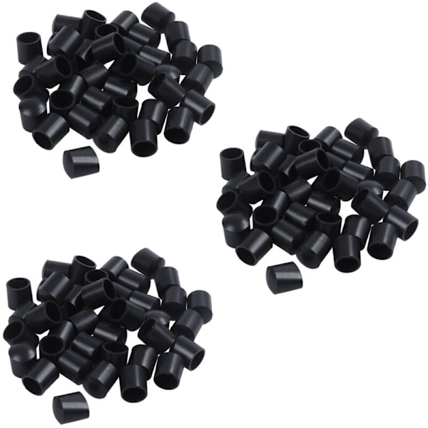 120Pcs Black Tube Rubber Caps, 10mm Tips