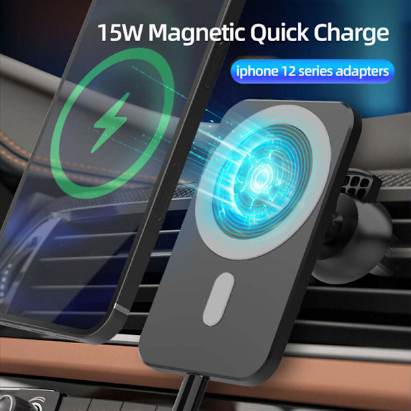 MagSafe Inductionsbiloplader, Kompatibel med iPhone 13/13pro/13mini/13 Pro Max/12/12 Pro/12 Mini/12 Pro Max, Hurtig Trådløs Biloplader, Magnetisk C