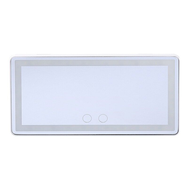 Bilsminkspiegel, solskydd, LED-belysning, laddningsbar, tre färger justerbar, ABS/glas/elastiskt material, svart