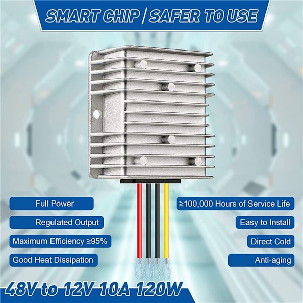2-pak DC 36V 48V til 12V Konverter Spenningsregulator Reduserer 10A 120W 12 Volt Vanntett Buck Stabilisator Transformer