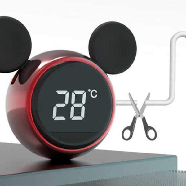Bärbar bil digital LCD-klocka / elektronisk temperaturdisplay termometer tillbehör aromaterapi röd 2 st serie