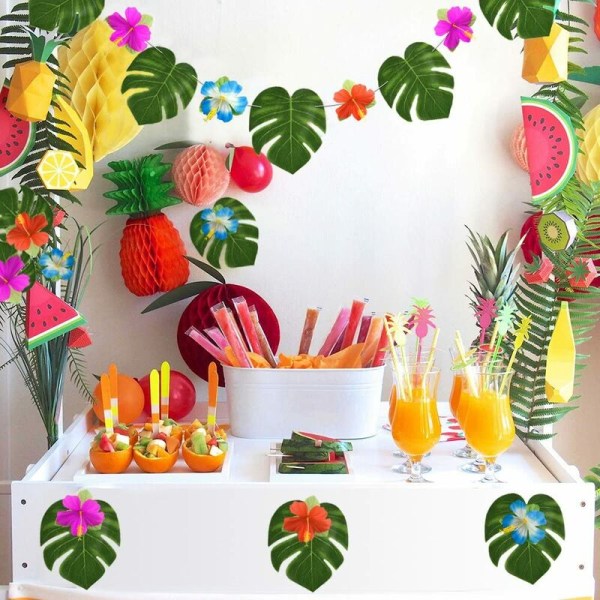 Set med 24 tropiska palmblad Simulering konstgjorda växter Tropiska Monstera blad för safari Hawaiian Jungle Beach BBQ temafest dekorationer (2