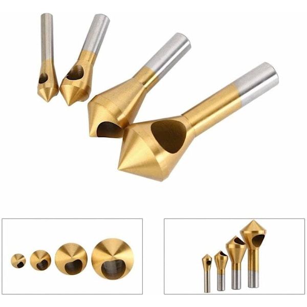 4-pack Titanbelagd Sänkkronfräsverktyg Avfasningsverktyg Set Metall Trä Borrbitar Set
