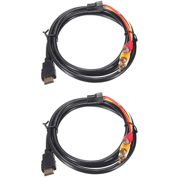 2X Black 5ft 1.5M Male to 3ft AV Audio/Video Cable Adapter for Hdtv 1080P