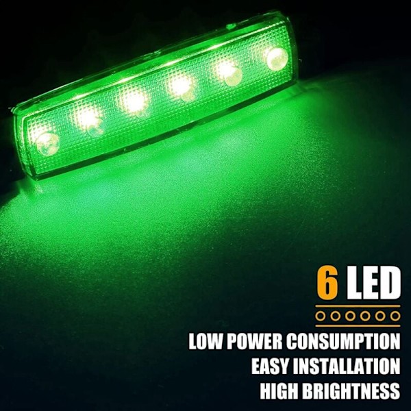 30 kappaletta LED-venevaloja 12V 6 LED-venevaloja kannelle, peräpeiliin, ohjaamoon, navigointivalo (vihreä)