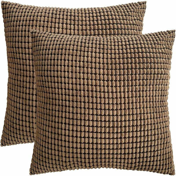 2 stk Cordfløyel Putetrekk (Brun, 60x60 cm)-