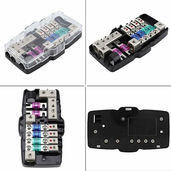 Sikringsholder Sikringsboks, Bilstereo Audio ANL Bladsikringholder Distribusjonsblokker 4 Veis Sikringsboks Blokk 4A 30A 60A