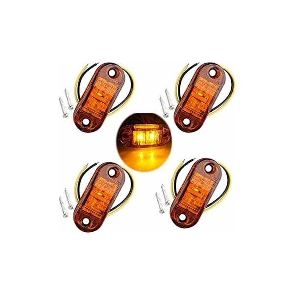 4 stk. IP65 12V/24V Oval LED Sidemarkerlys Forlygter Baglygter Universal Positionsindikator med Amber Pærer til Lastbil Trailer Van Bil Bus Boa