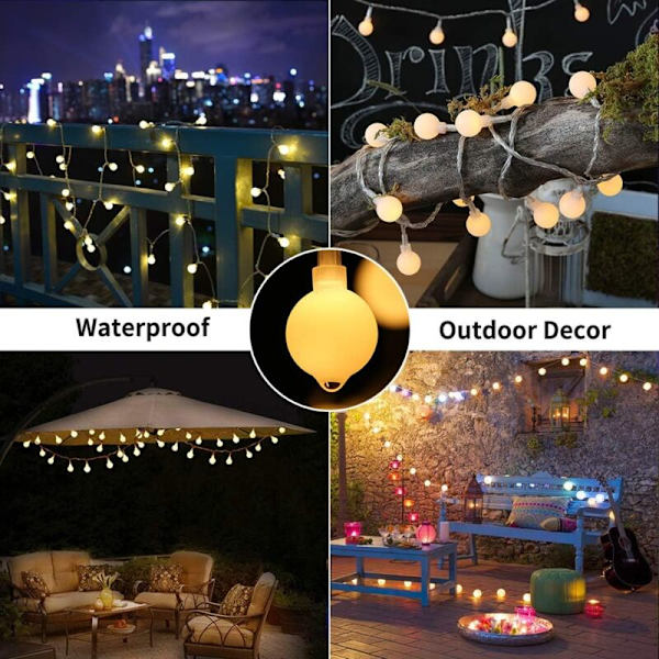 Fairy Lights, 80 LED Julkulor 8 Ljuslägen med Timerfunktion, Vattentäta LED-Fairy Lights för inomhus och utomhus, Sovrum, Fest, Bröllop